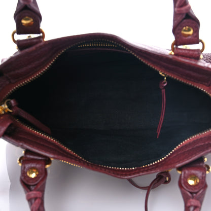 Balenciaga Chevre Gold Metallic Edge Hardware Mini City Bordeaux 4 of 6