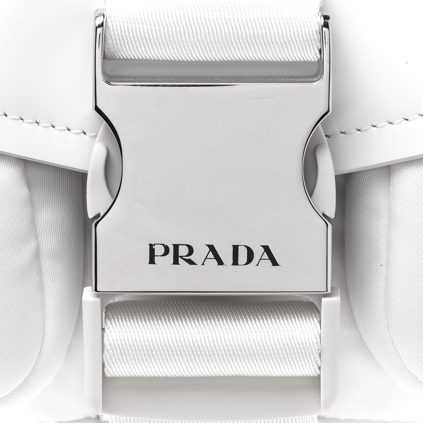 Re-Nylon Spazzolato Double Pocket Buckle Shoulder Bag White