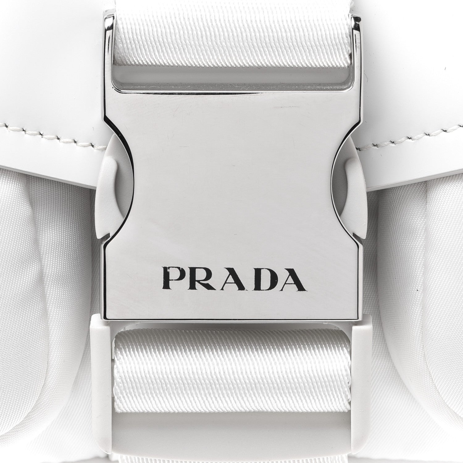 Prada Re-Nylon Spazzolato Double Pocket Buckle Shoulder Bag White 9 of 12