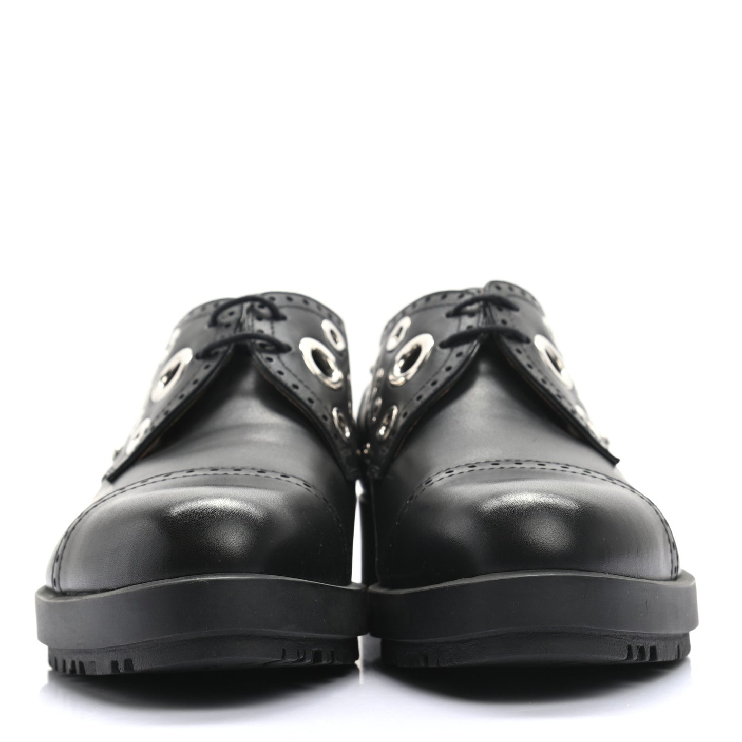 Calfskin Womens Grommet Lace Up Oxford 36 Black