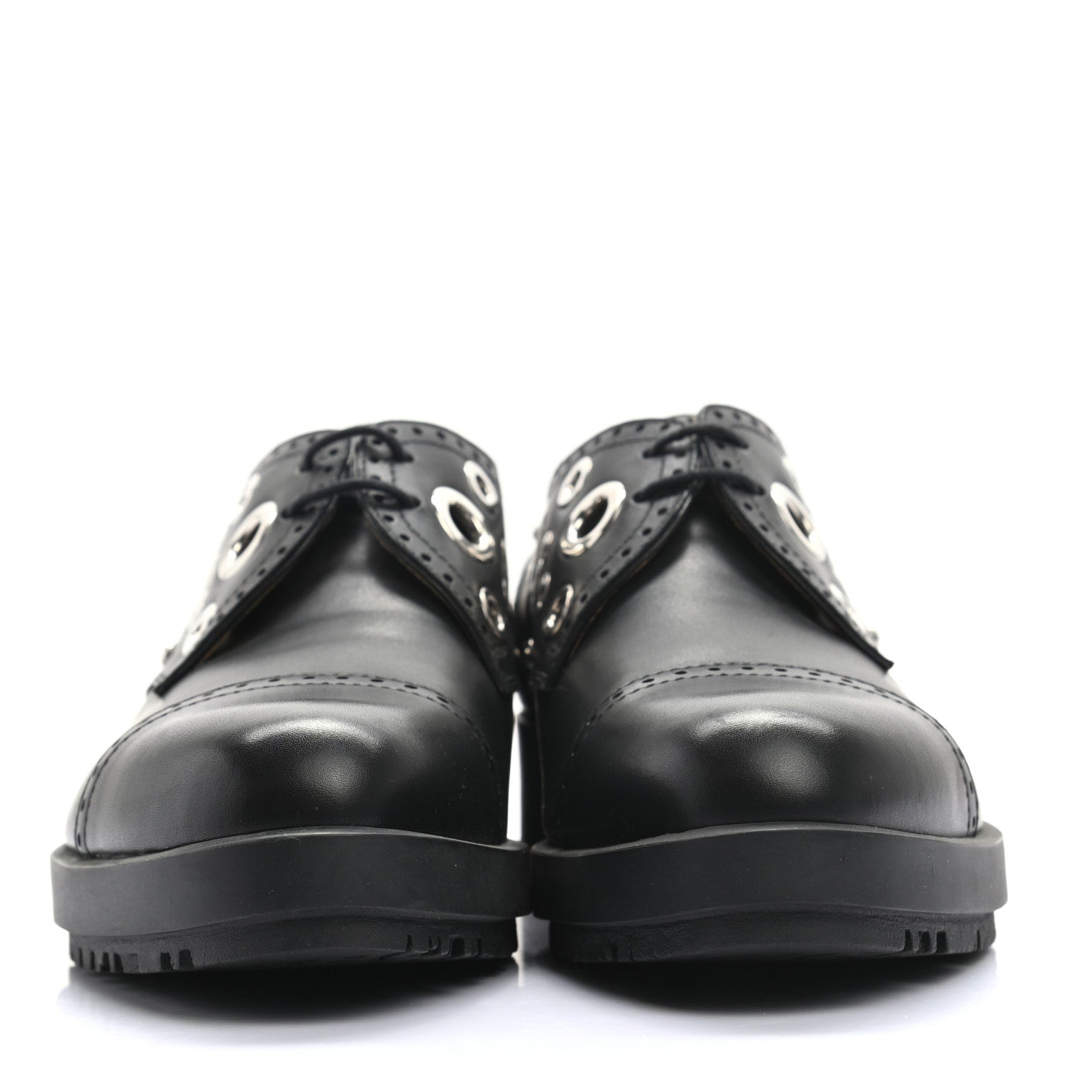 Hermes Calfskin Womens Grommet Lace Up Oxford 36 Black 2 of 7