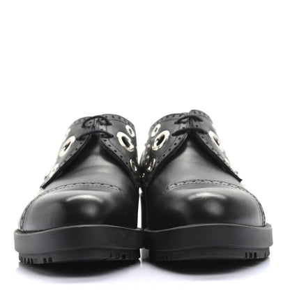 Hermes Calfskin Womens Grommet Lace Up Oxford 36 Black 2 of 7