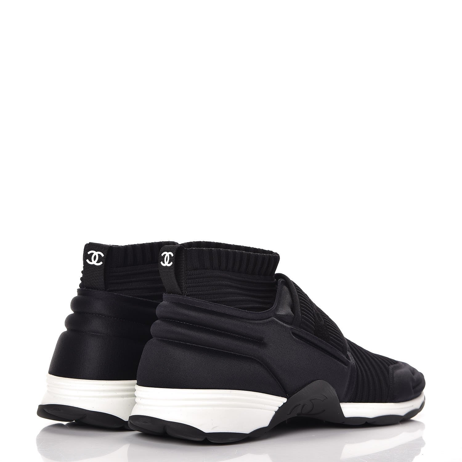 Chanel Stretch Fabric CC Sneakers 40 Black 3 of 8