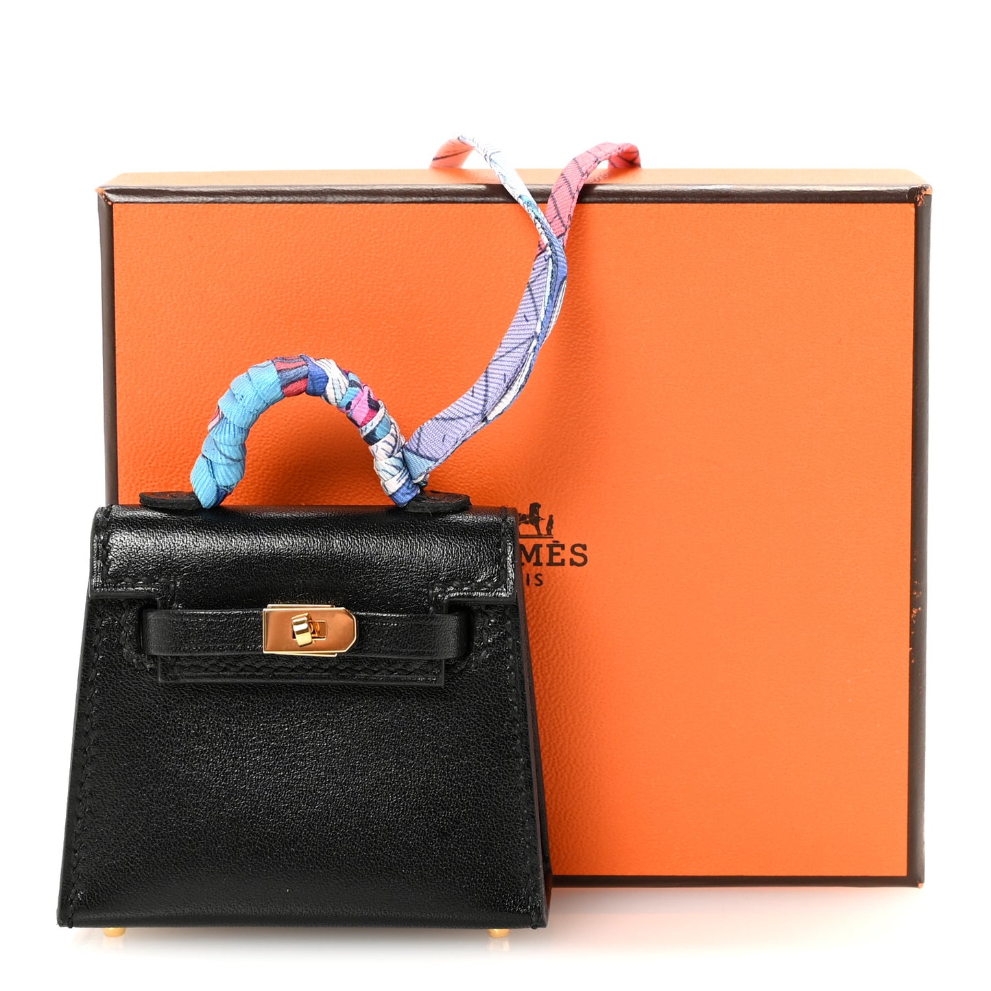 Tadelakt Mini Kelly Twilly Bag Charm Black