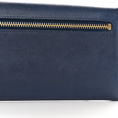 Prada Saffiano Metal Bar Continental Flap Wallet Bluette 13 of 14