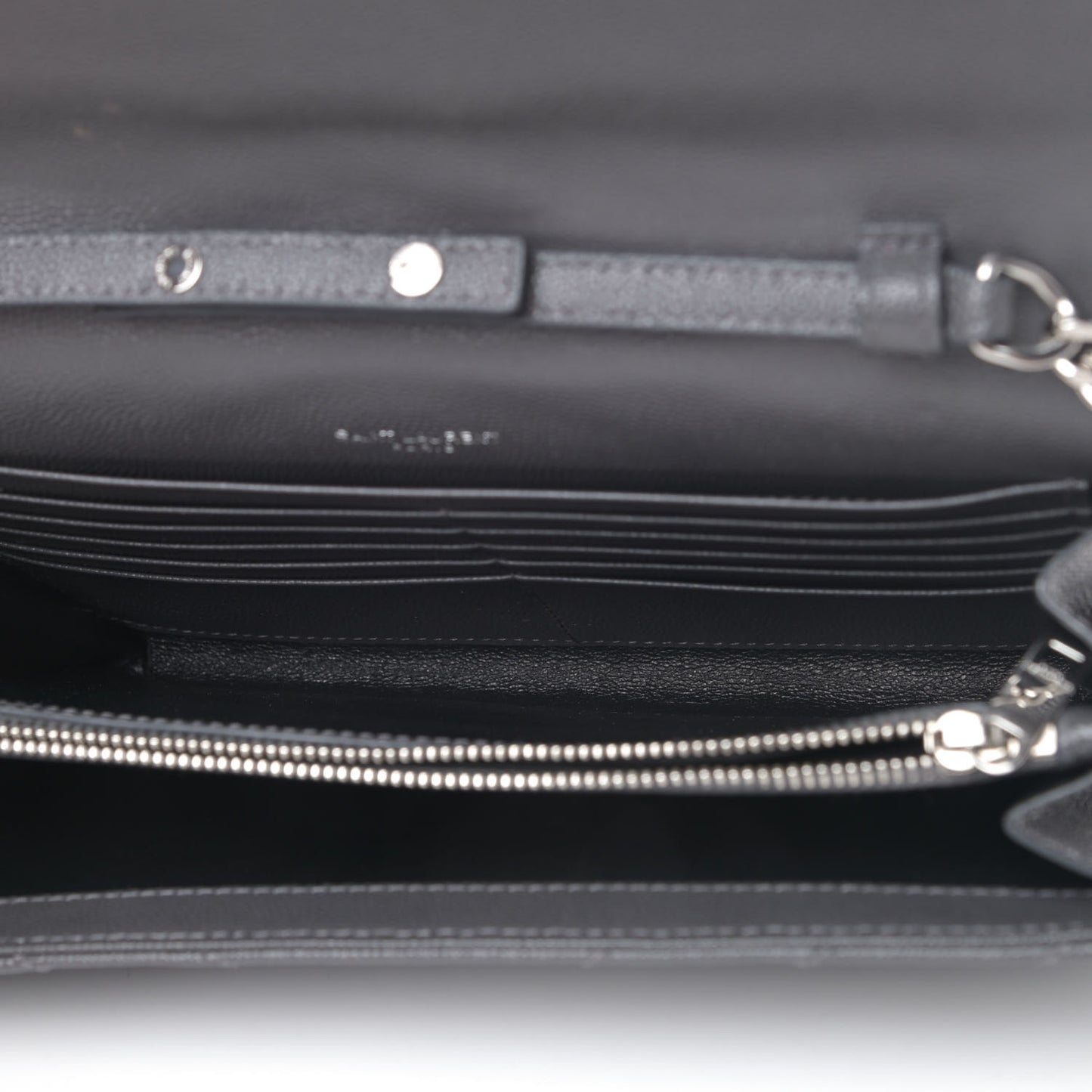 Grain De Poudre Matelasse Chevron Monogram Chain Wallet Grey