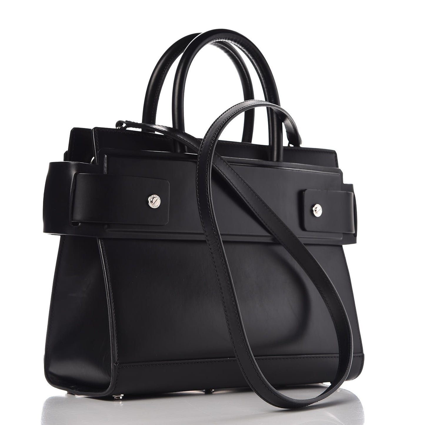 Smooth Calfskin Small Horizon Satchel Black