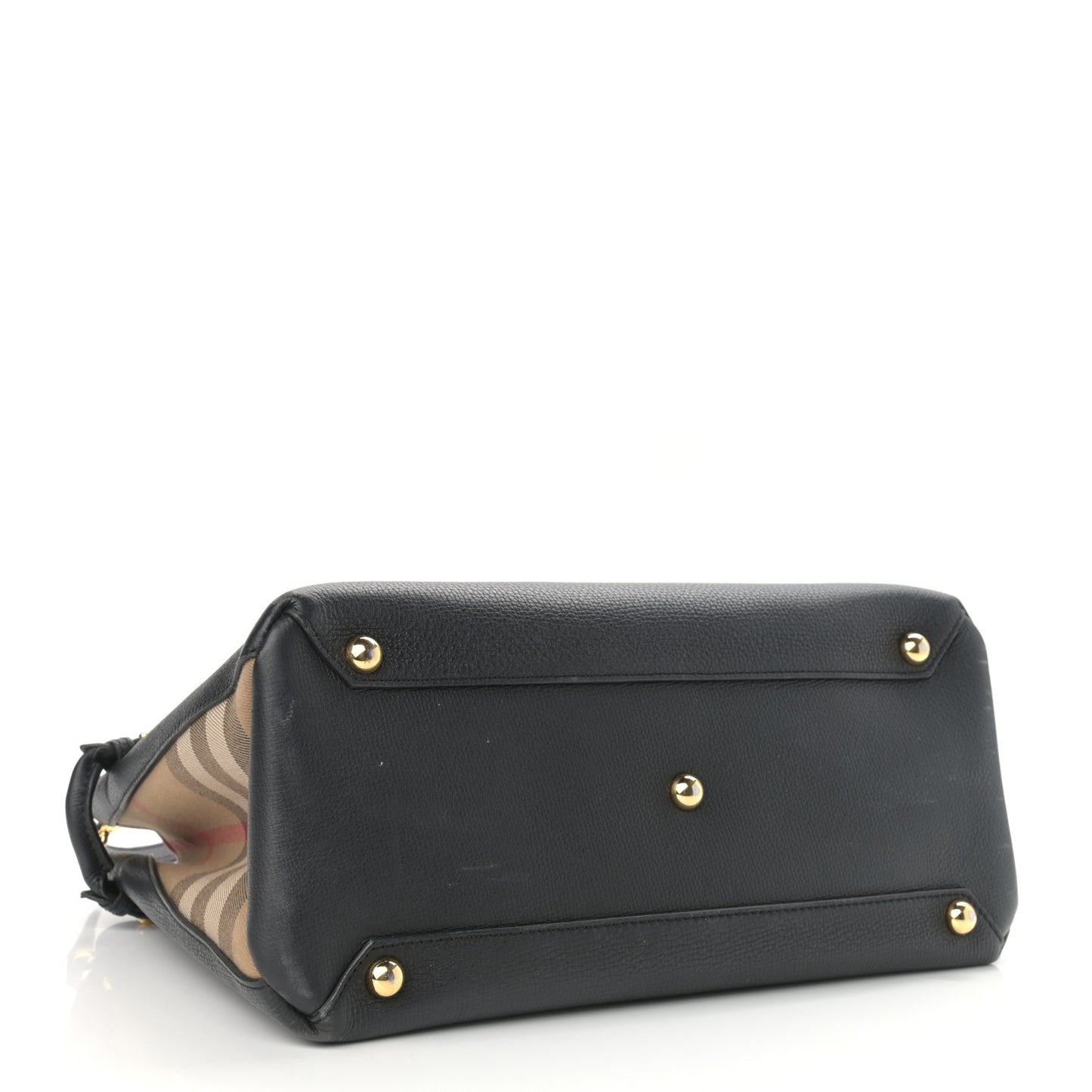 Grainy Calfskin House Check Medium Banner Tote Black