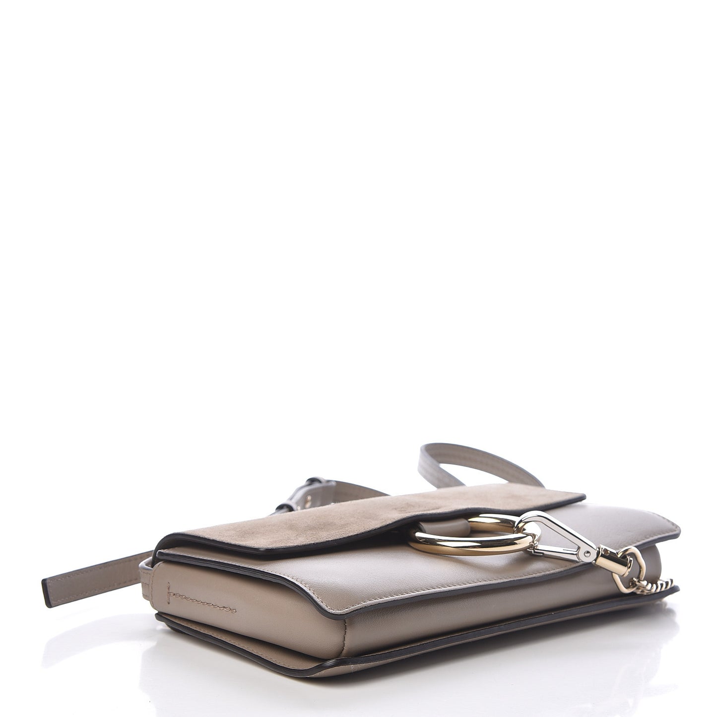 Suede Calfskin Small Faye Shoulder Bag Motty Grey