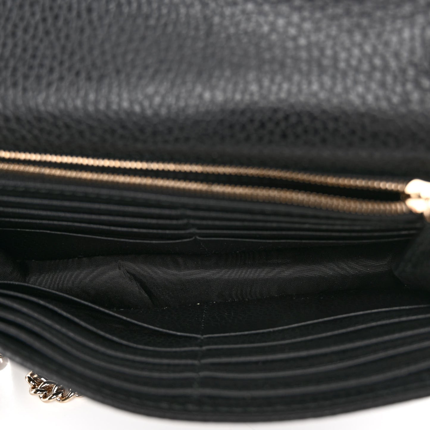 Dollar Calfskin Interlocking G Chain Wallet Black
