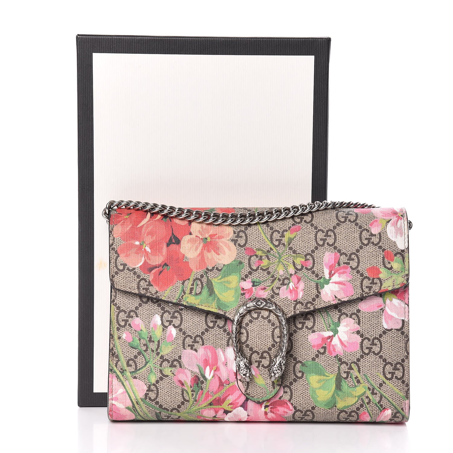 Gucci GG Supreme Monogram Blooms Mini Dionysus Chain Wallet Beige Multicolor Dry Rose 15 of 15