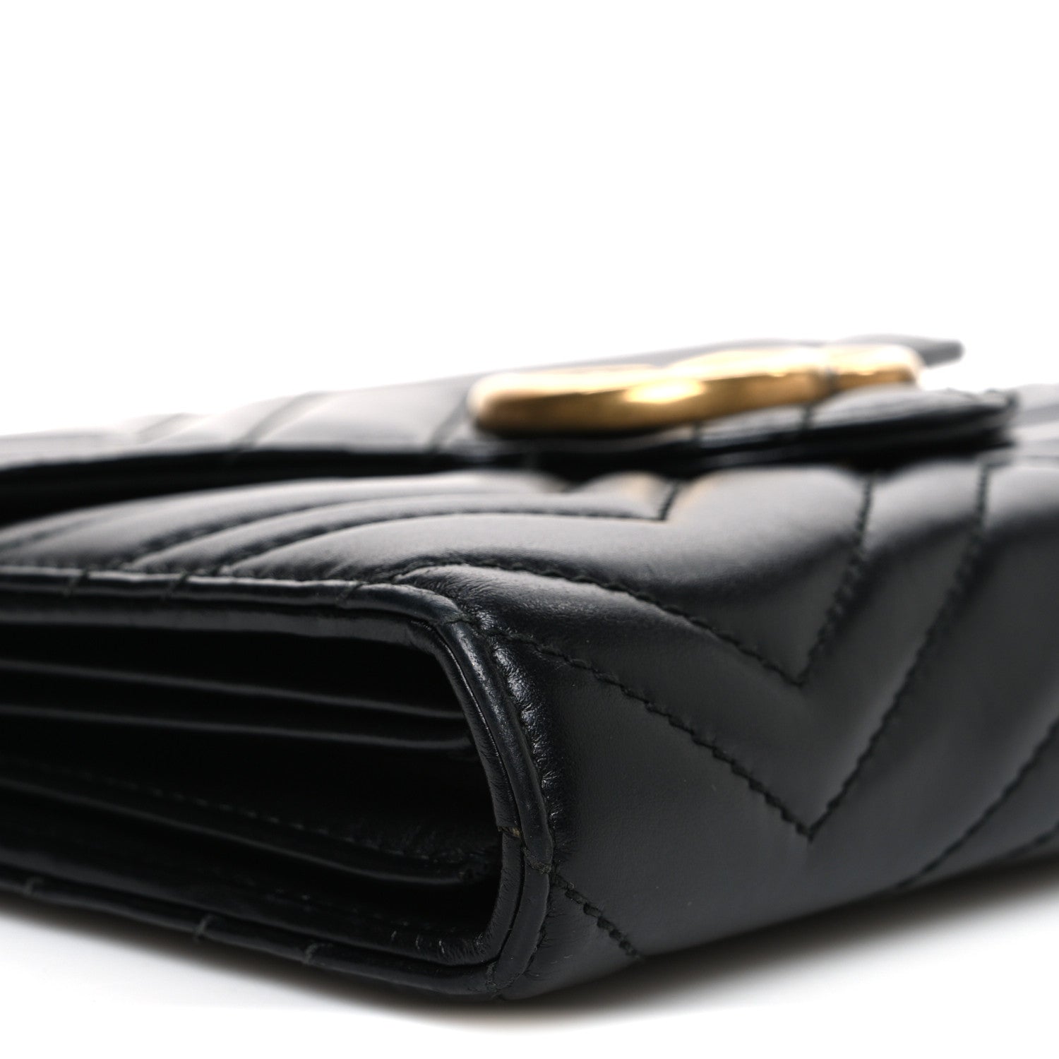 Gucci Calfskin Matelasse GG Marmont Chain Wallet Black 9 of 12