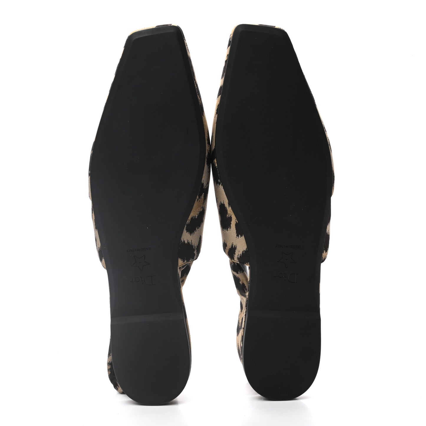 Nylon Leopard Print Mizza Slingback Flat 39 Beige Multicolor