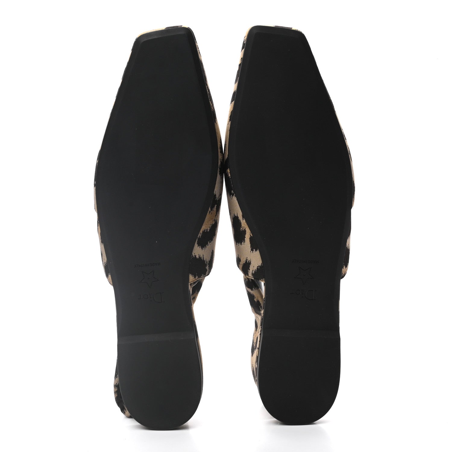 Christian Dior Nylon Leopard Print Mizza Slingback Flat 39 Beige Multicolor 1 of 10