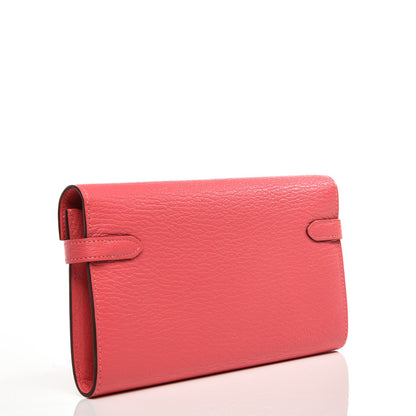 Hermes Chevre Mysore Kelly Longue Wallet Rose Azalee 3 of 6