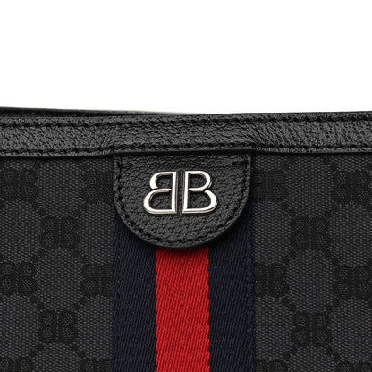 Gucci X BALENCIAGA BB Monogram Web Graffiti Medium Ophidia Shopping Tote Black 10 of 11