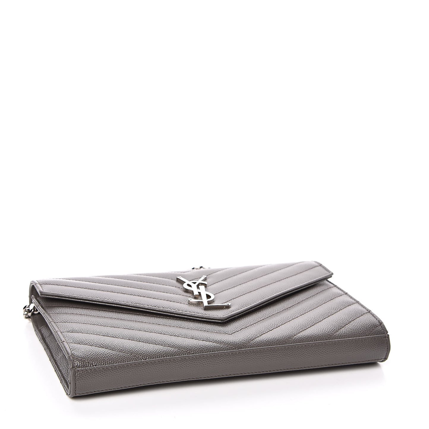 Grain De Poudre Matelasse Chevron Monogram Chain Wallet Fog