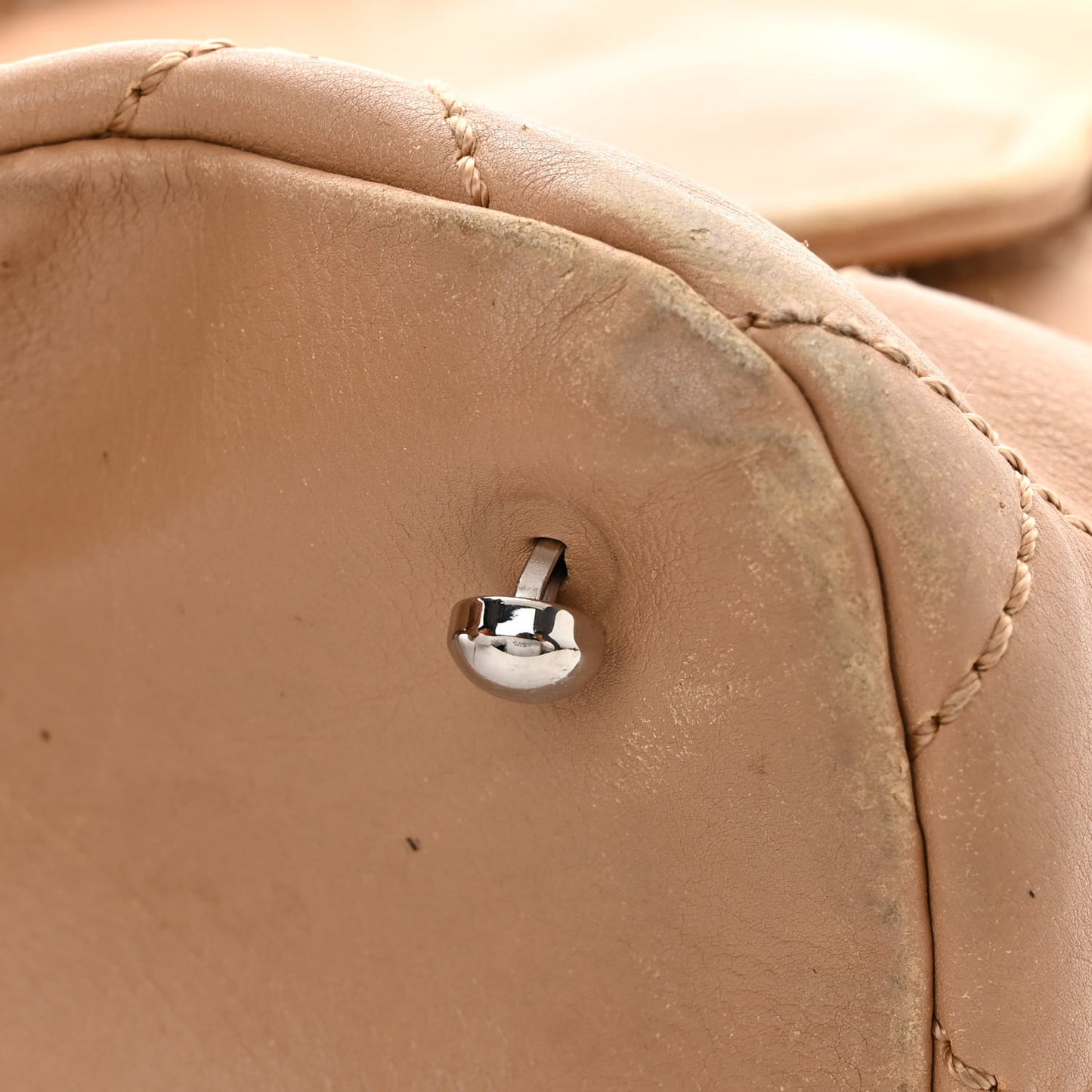 Calfskin Large Front Flap Tote Beige
