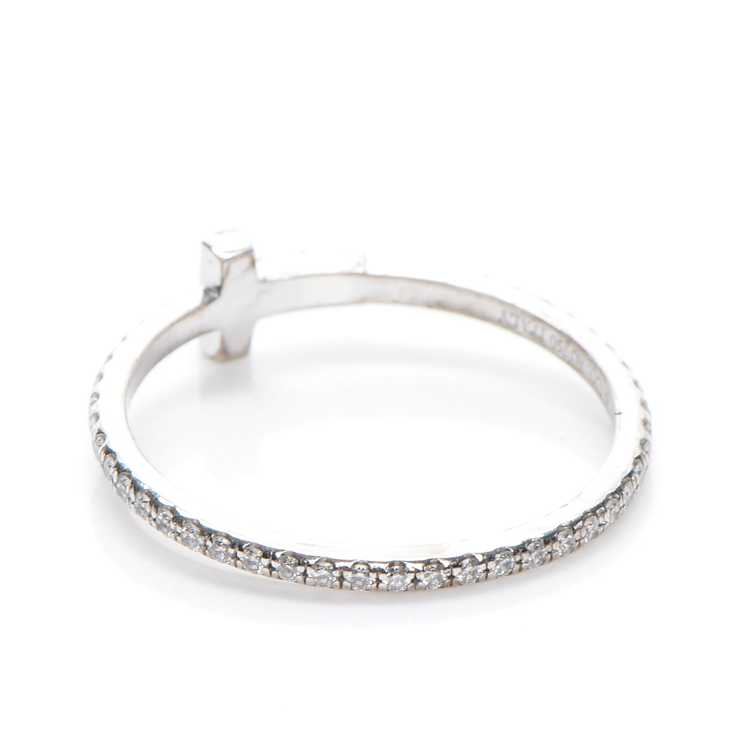 18K White Gold Diamond T Wire Pave Ring 52 6