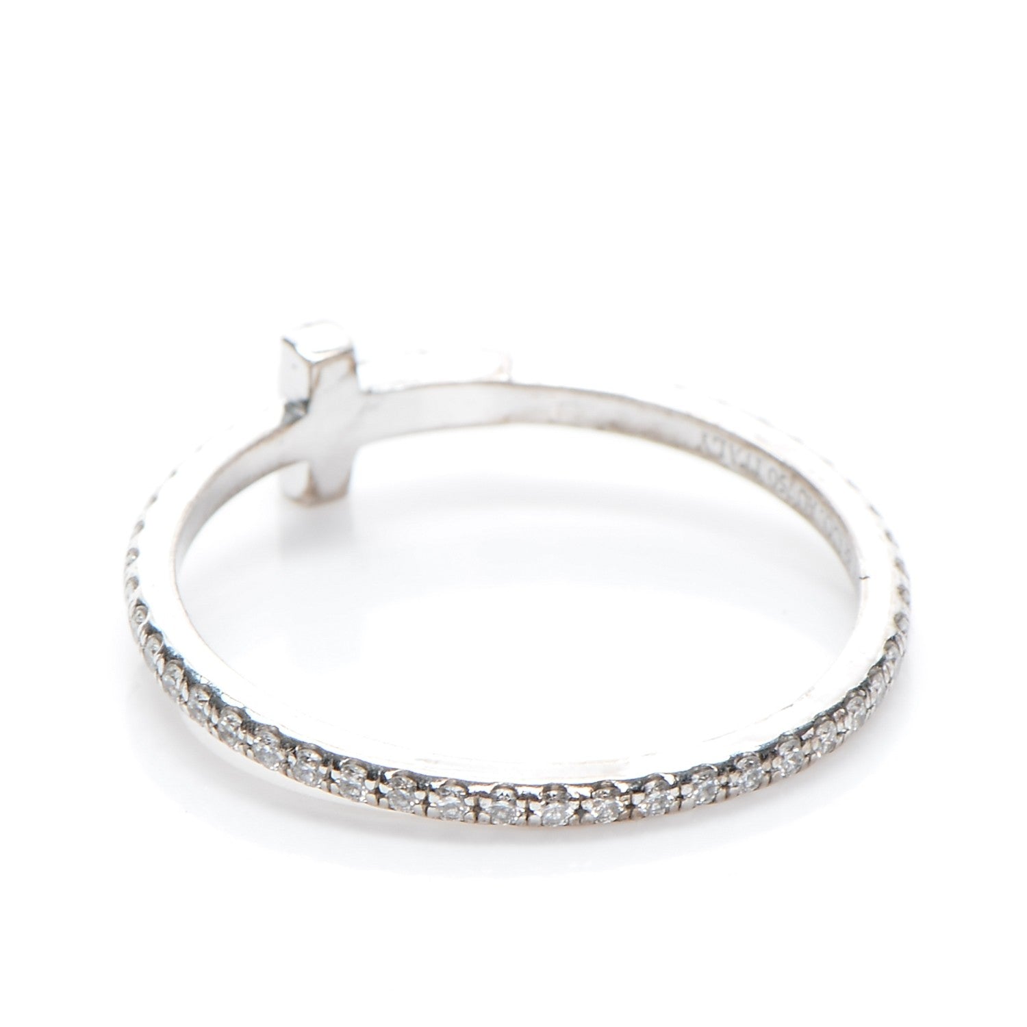 Tiffany 18K White Gold Diamond T Wire Pave Ring 52 6 3 of 6