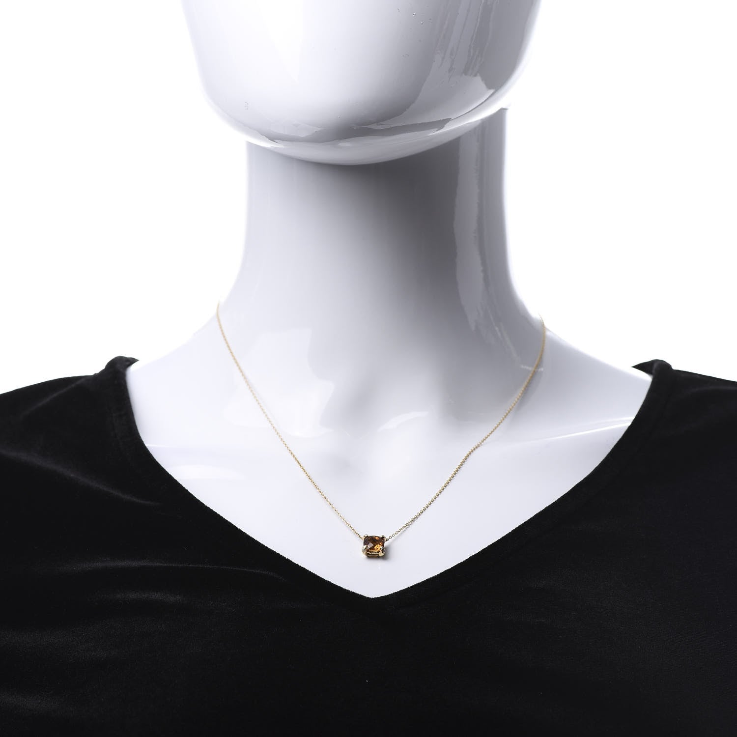 David Yurman 18K Yellow Gold Diamond Citrine 7mm Petite Chatelaine Pendant Necklace 2 of 5