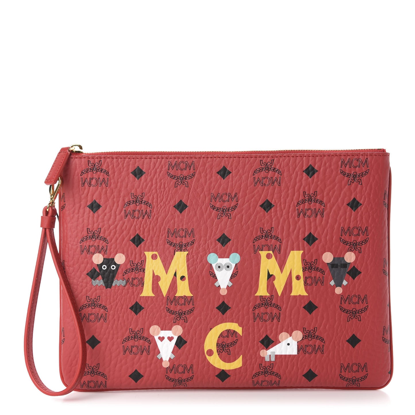 Visetos Year Of The Mouse Wristlet Zip Pouch Viva Red