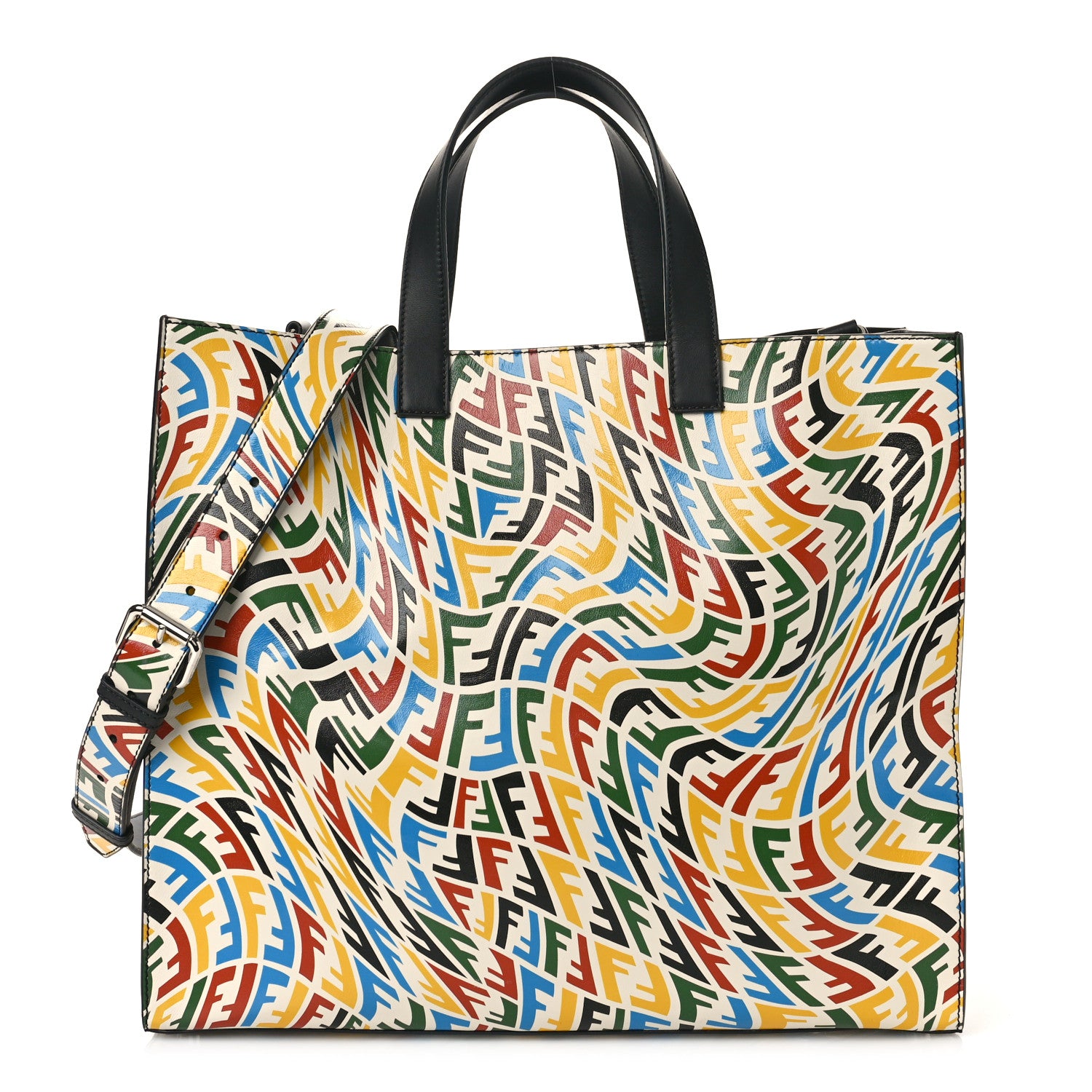 Fendi X SARAH COLEMAN Vitello Grace Light FF Vertigo Shopping Tote White Ice Multicolor 1 of 8