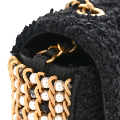 Chanel Tweed Quilted Mini Side Pearl Flap Bag Black 37 of 37