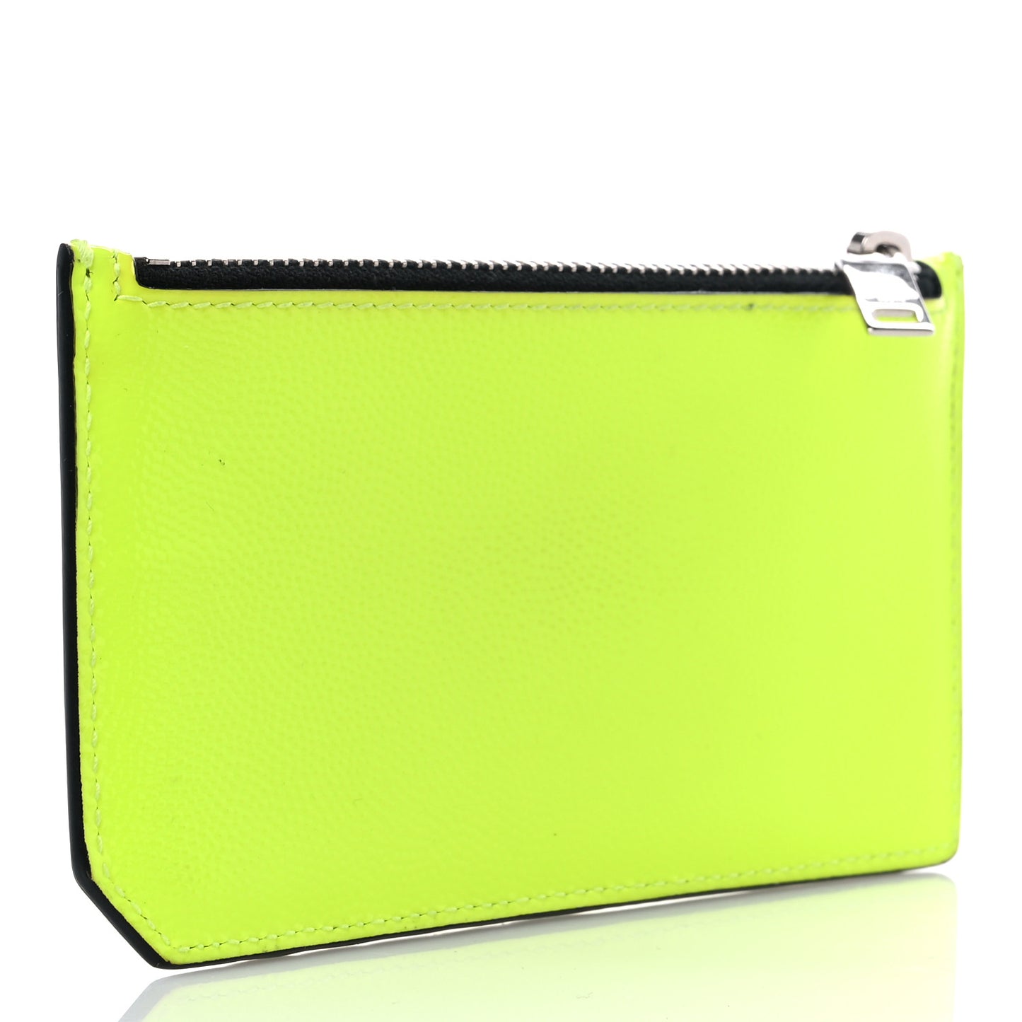 Patent Calfskin 5 Fragments Zip Card Case Neon Yellow