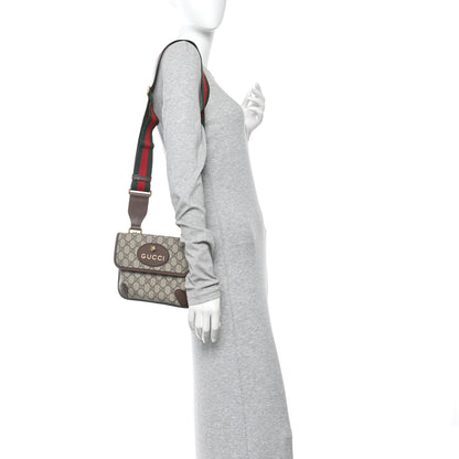 Gucci GG Supreme Monogram Web Small Neo Vintage Double Flap Messenger Bag Beige New Acero 2 of 12