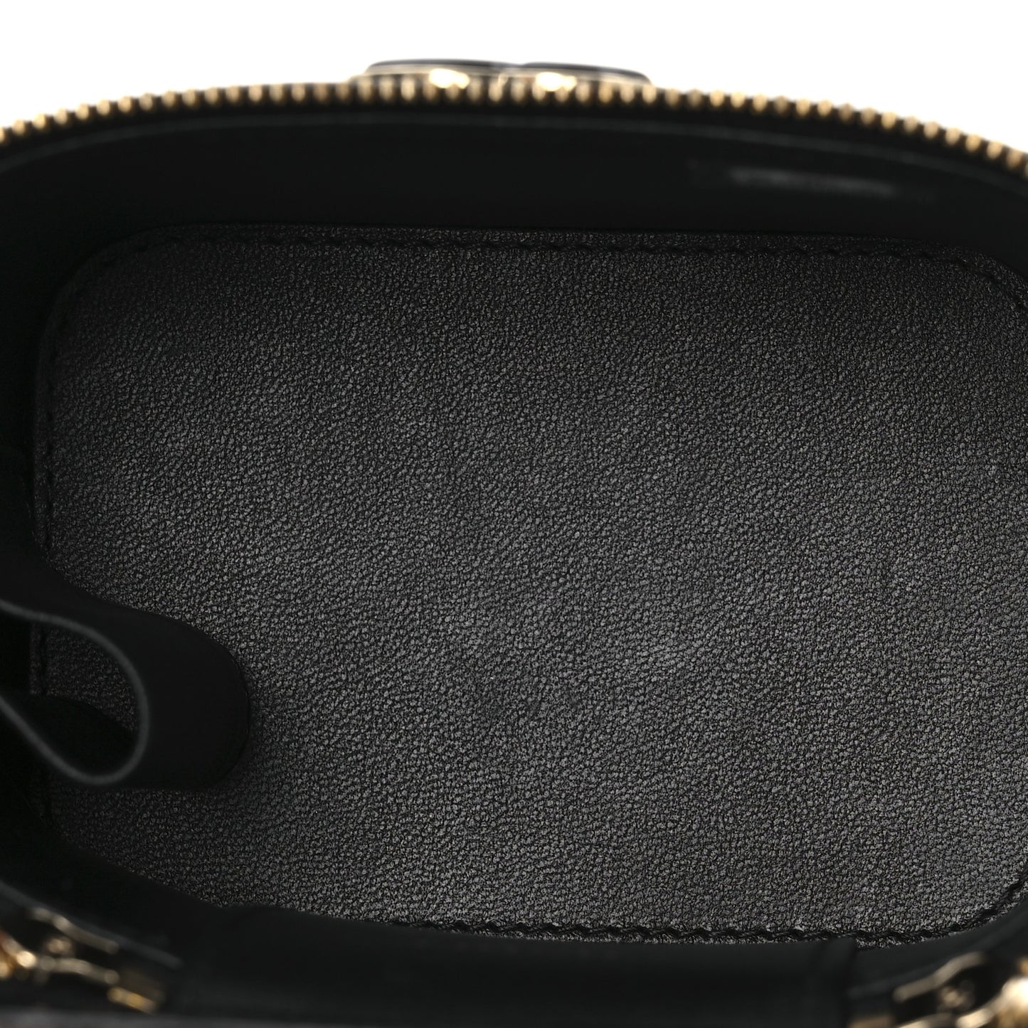 Lambskin Quilted Mini Enamel Vanity Case With Chain Black