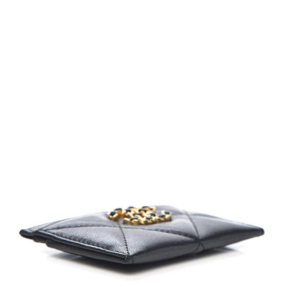 Chanel Shiny Goatskin Quilted Chanel 19 Card Holder Black 4 of 9