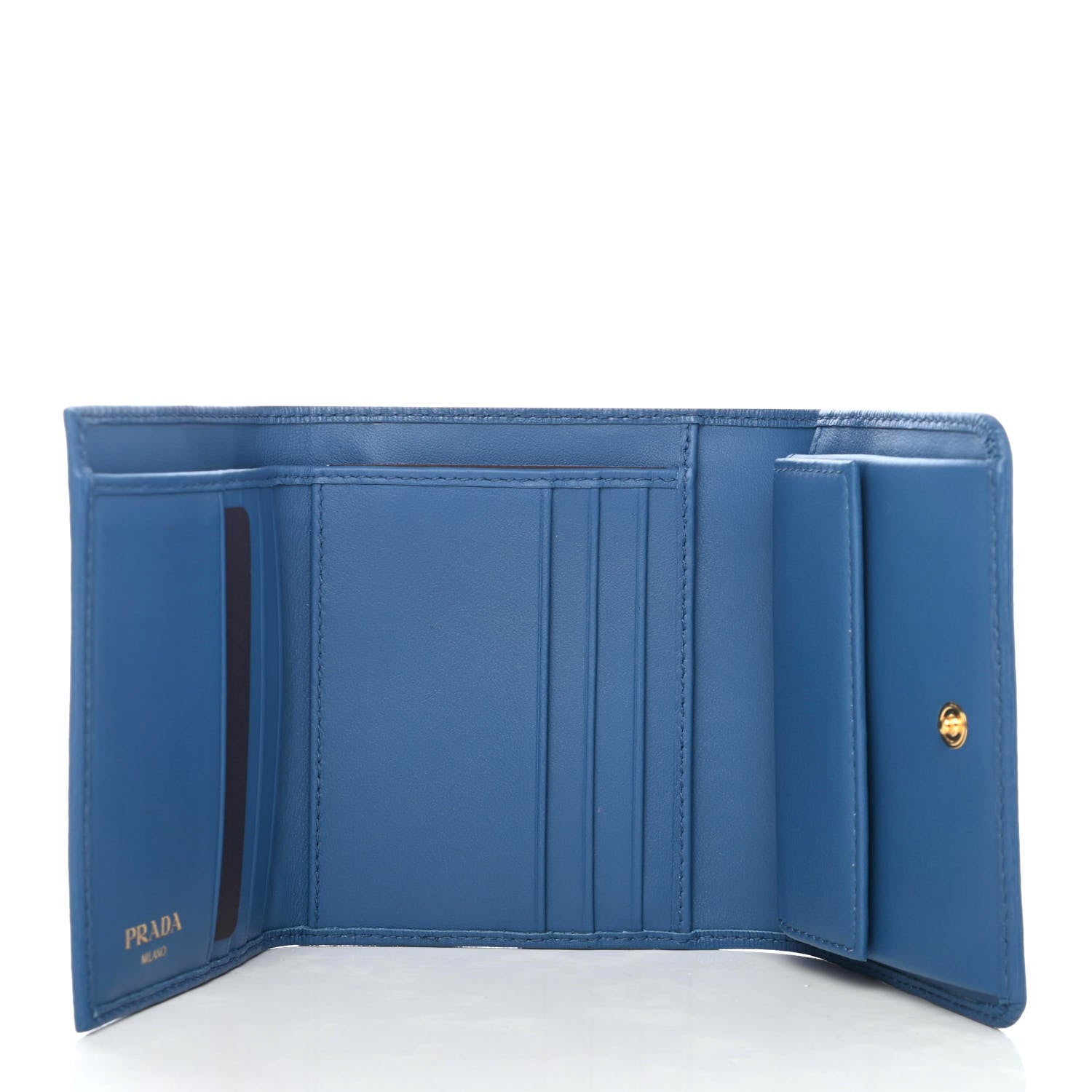 Prada Vitello Move Bi-Fold Wallet Blue 4 of 4