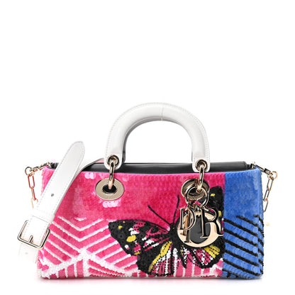 Christian Dior Canvas Sequin Beaded Embroidered Butterfly Lady D-Joy Pink Multicolor 1 of 9