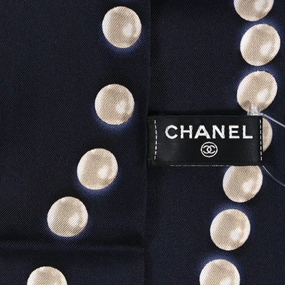 Chanel Silk Pearl CC Slim Bandeau Scarf Dark Navy 3 of 4