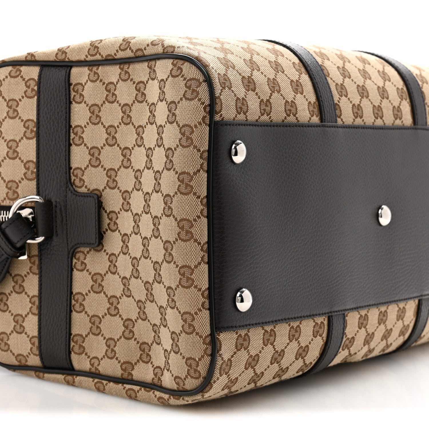 Gucci Monogram Dollar Calfskin Boston Duffle Bag Beige Ebony Testa di Moro Marrone Scuro 8 of 9