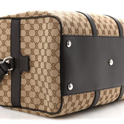 Gucci Monogram Dollar Calfskin Boston Duffle Bag Beige Ebony Testa di Moro Marrone Scuro 8 of 9