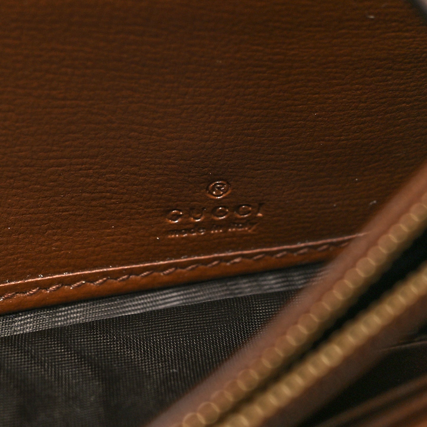GG Supreme Monogram Azalea Calfskin Web Jackie 1961 Chain Wallet Beige Ebony Brown Sugar