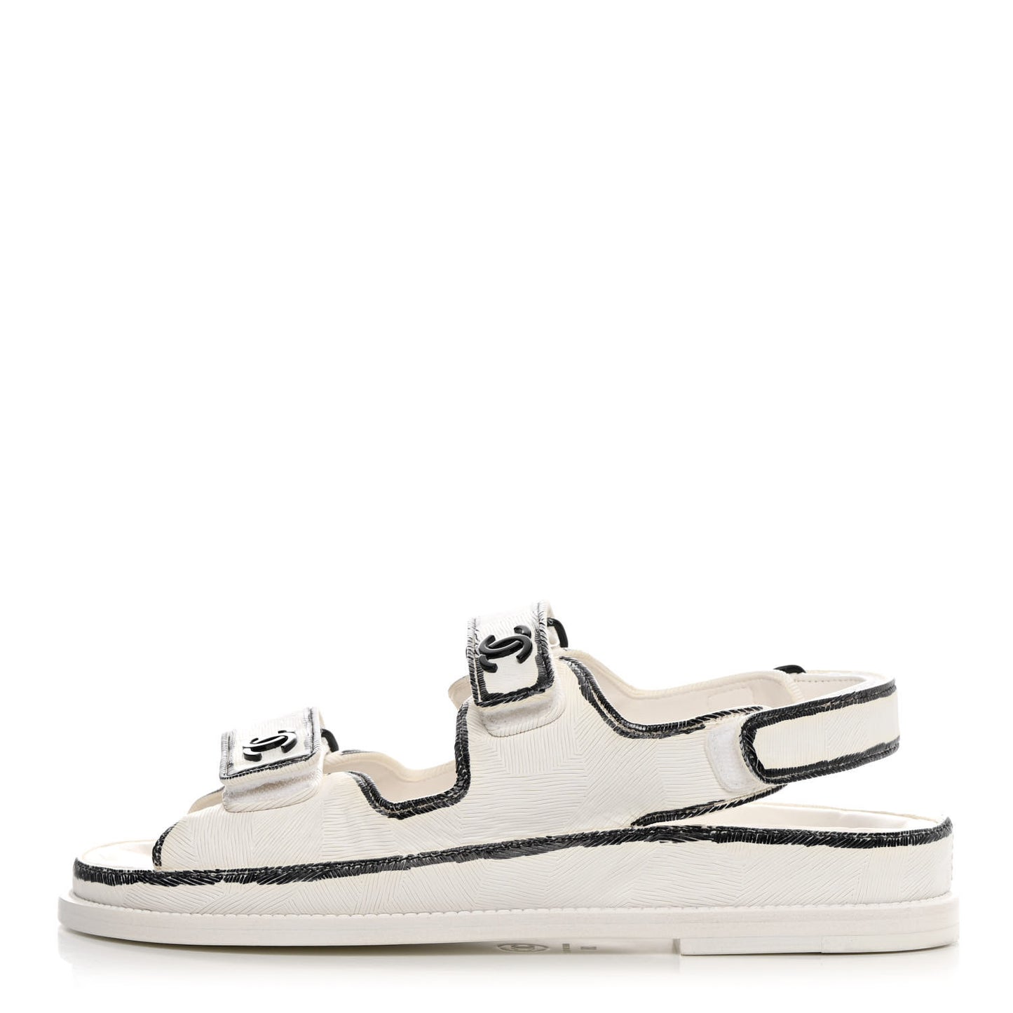 Calfskin Printed Velcro Dad Sandals 38 White Black