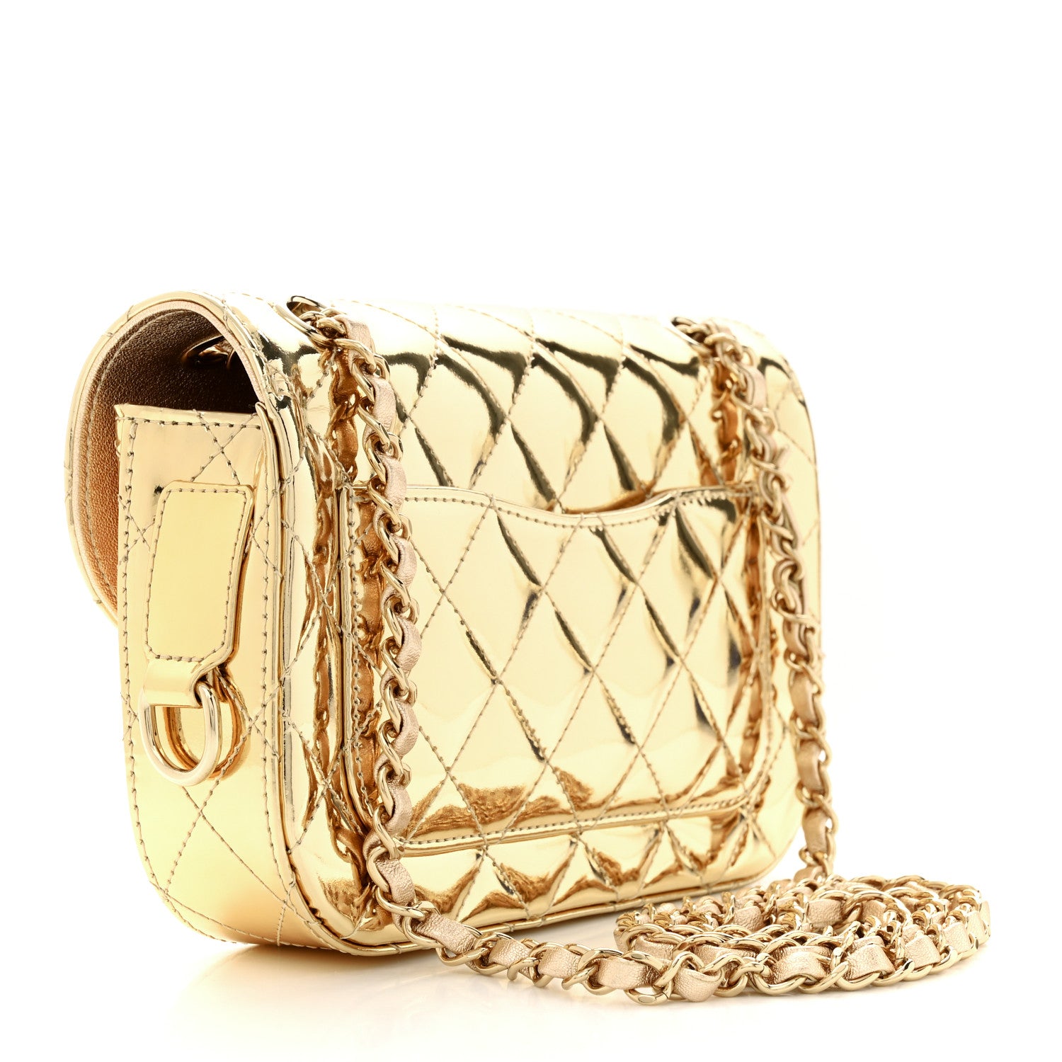 Chanel Mirror Calfskin Metallic Calfskin Quilted Hollywood Boulevard Mini Flap With Star Coin Purse Gold 3 of 11