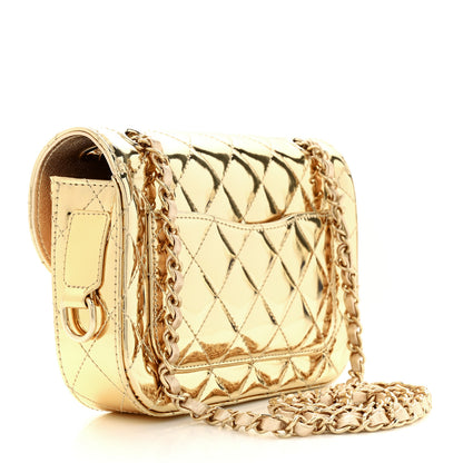 Chanel Mirror Calfskin Metallic Calfskin Quilted Hollywood Boulevard Mini Flap With Star Coin Purse Gold 3 of 11