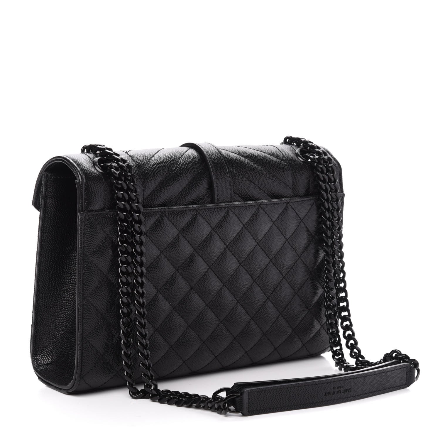 Saint Laurent Grain De Poudre Textured Mixed Matelasse Triquilt Medium Monogram Satchel Black 4 of 10
