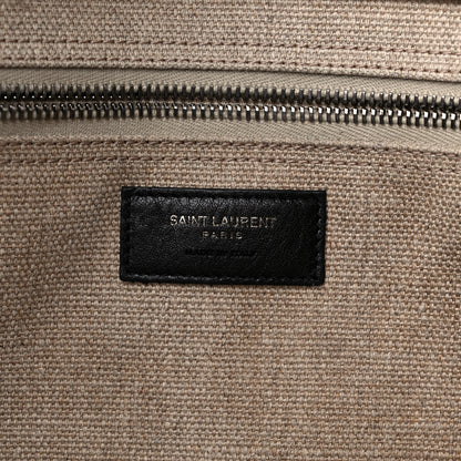 Saint Laurent Linen Calfskin Rive Gauche Tote Optic White 6 of 14