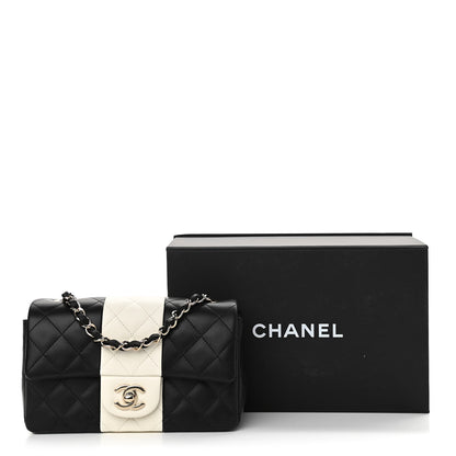 Chanel Lambskin Quilted Mini Rectangular Flap Black White 13 of 13