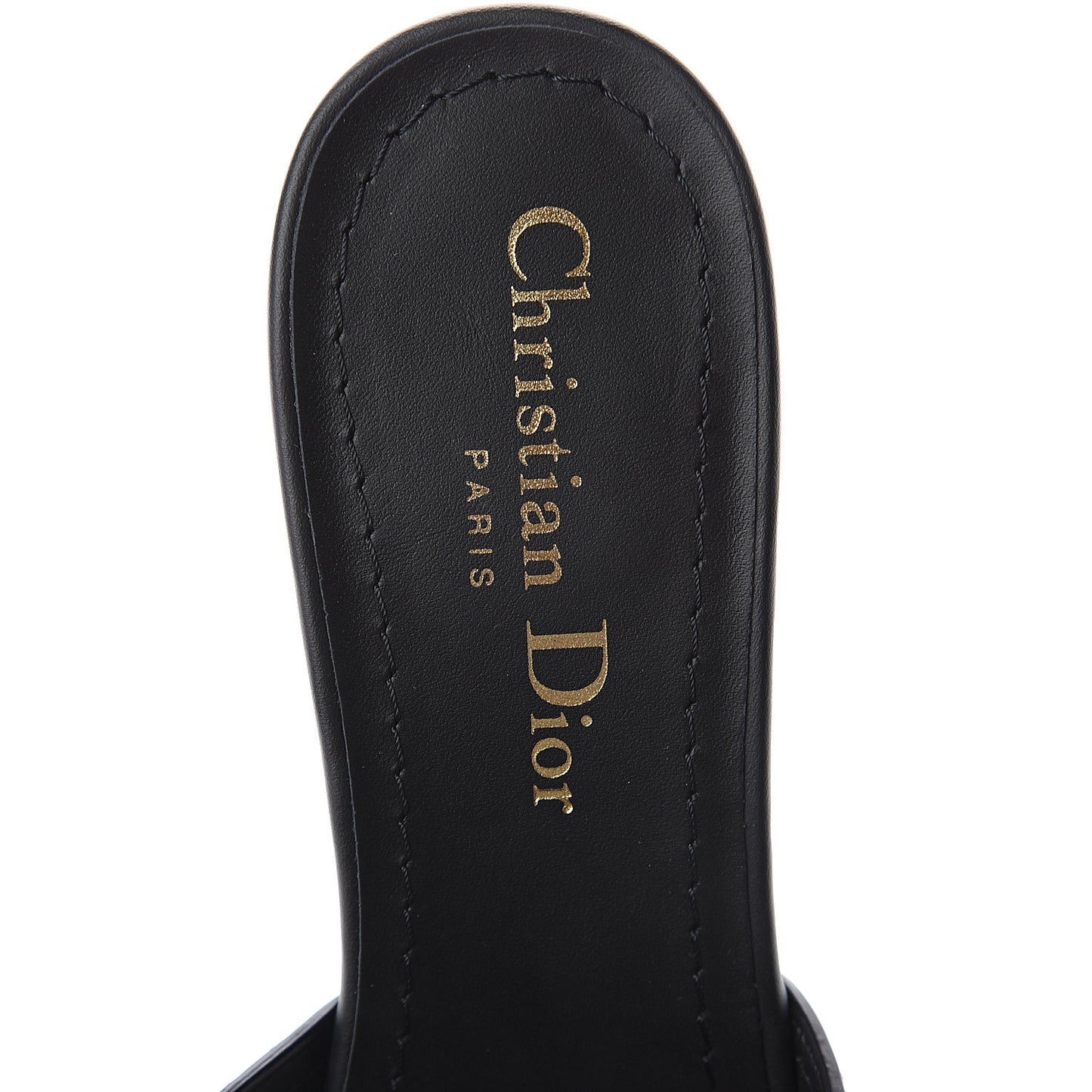Calfskin 30 Montaigne Mid-Heel Slide Sandals 37 Black