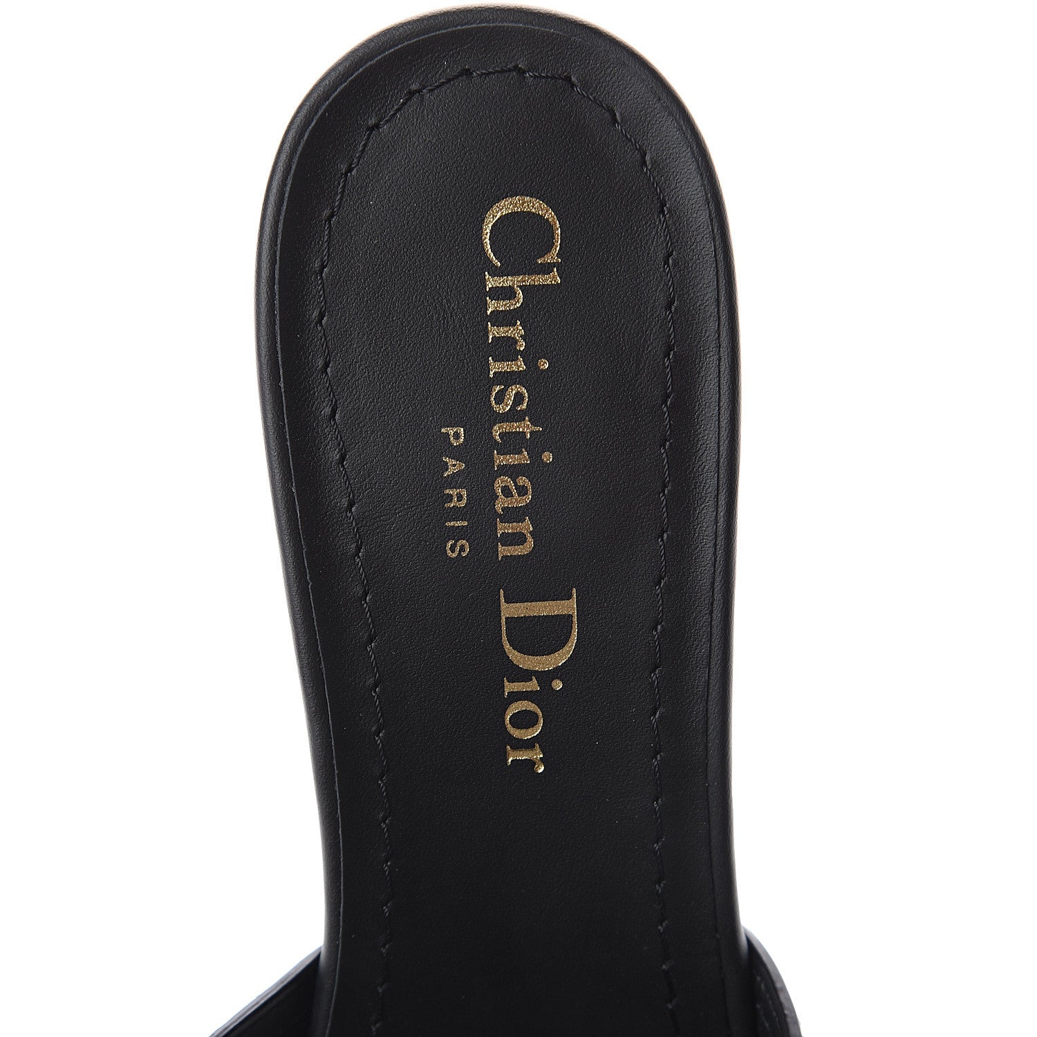 Christian Dior Calfskin 30 Montaigne Mid-Heel Slide Sandals 37 Black 6 of 7