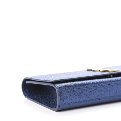 Saint Laurent Metallic Calfskin Monogram Kate Clutch Navy 7 of 9