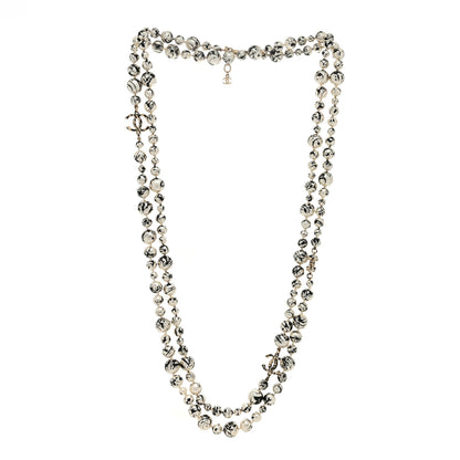 Chanel Pearl CC Graffiti Long Necklace Black Gold 2 of 3