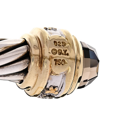 David Yurman Sterling Silver 18K Yellow Gold Diamond Smoky Quartz 7mm Cable Classics Bracelet 3 of 3