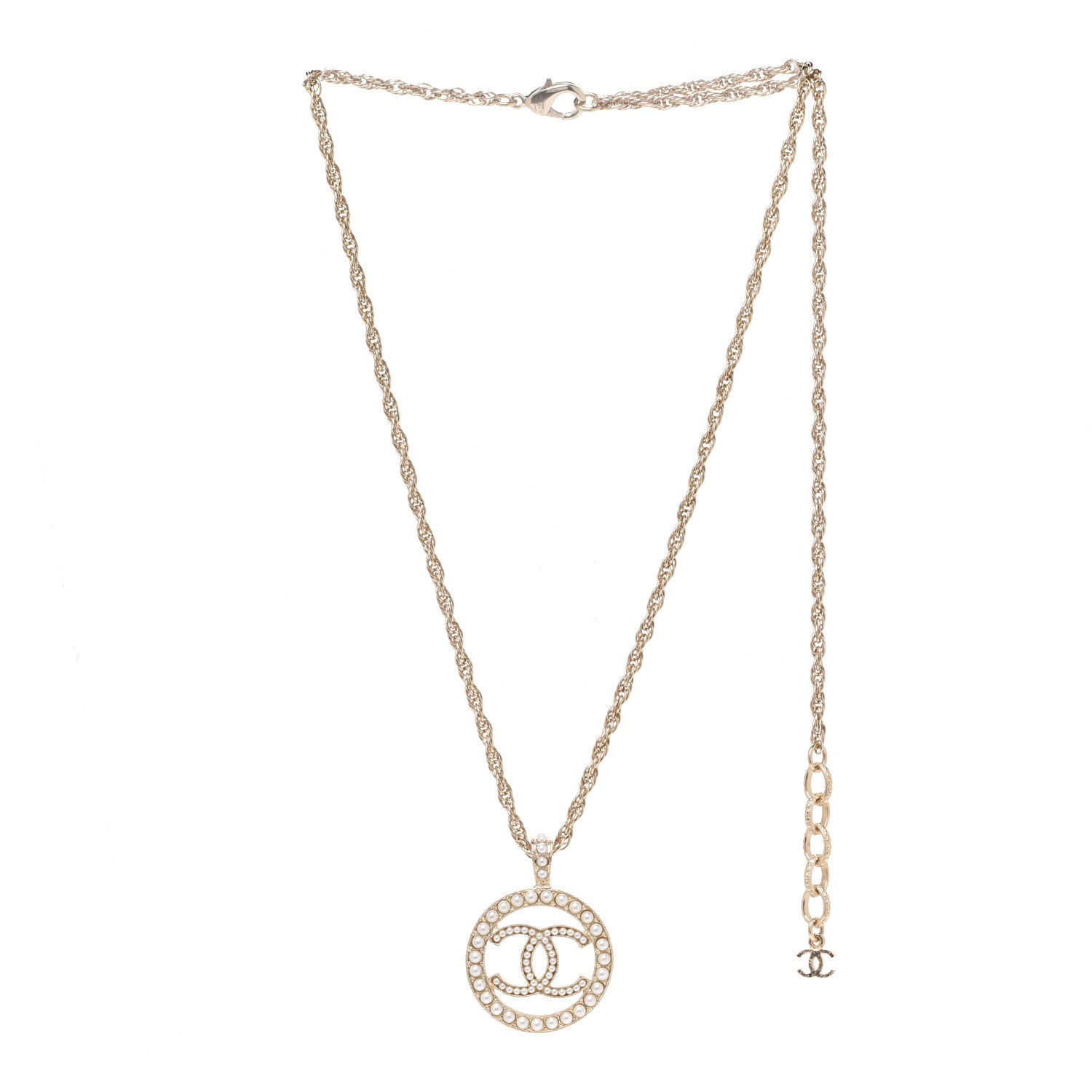 Chanel Pearl CC Round Pendant Necklace Gold 3 of 6